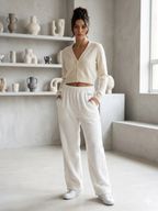 Women’s Full-Length Cotton Chenille Pants | Luxury All-Season Lounge Trousers