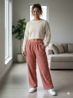 Women’s Full-Length Cotton Chenille Pants | Luxury All-Season Lounge Trousers