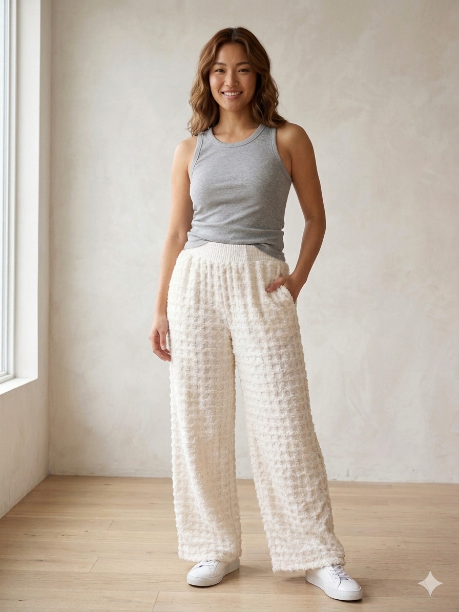 Women’s Full-Length Cotton Chenille Pants | Luxury All-Season Lounge Trousers