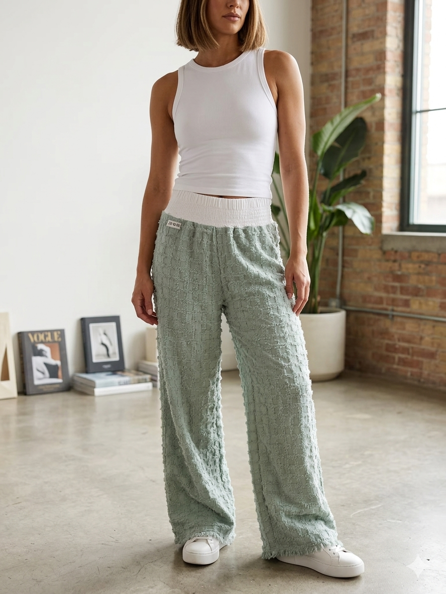Women’s Full-Length Cotton Chenille Pants | Luxury All-Season Lounge Trousers