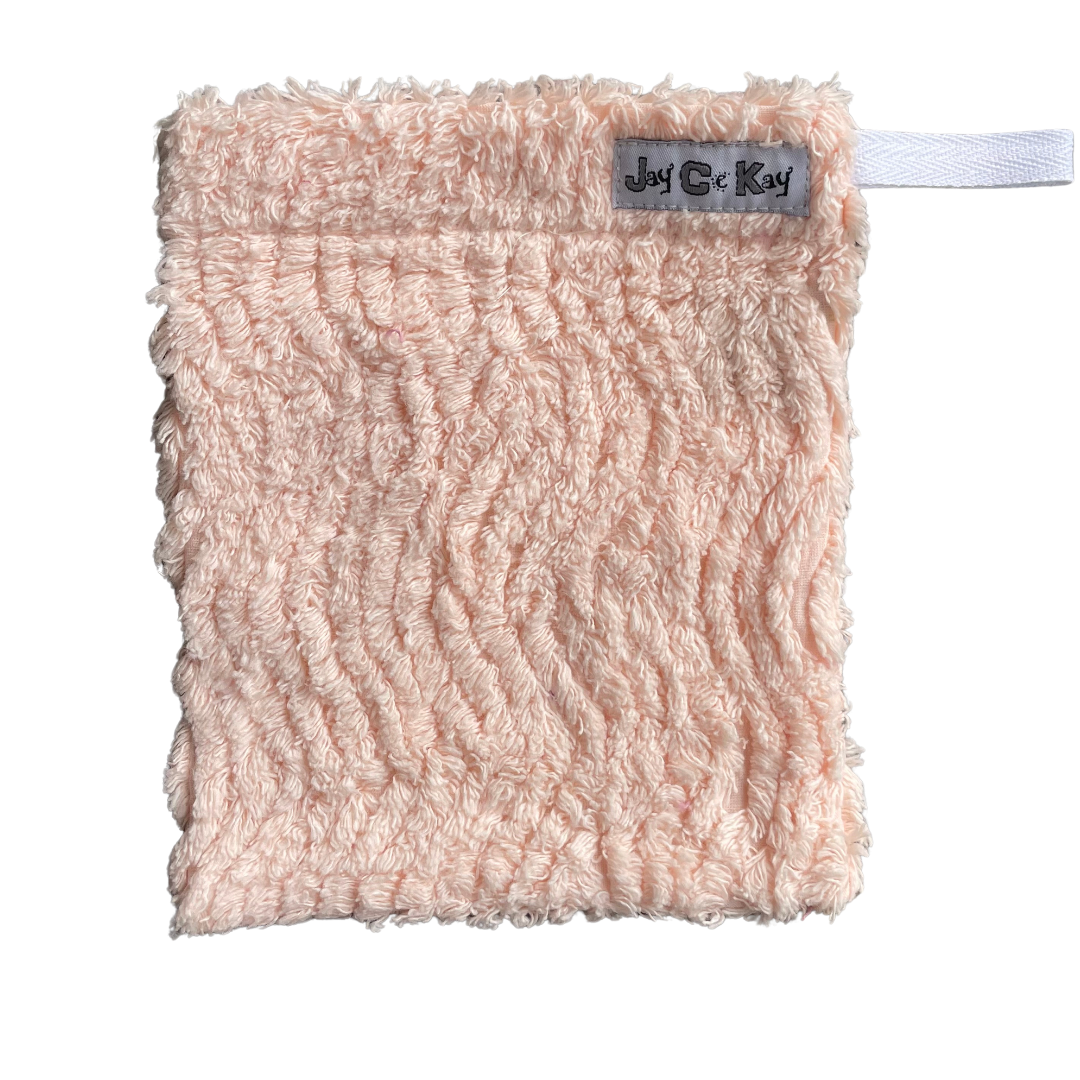Dual-Sided Chenille Makeup Remover, Cleansing & Shower Mitt – Pink